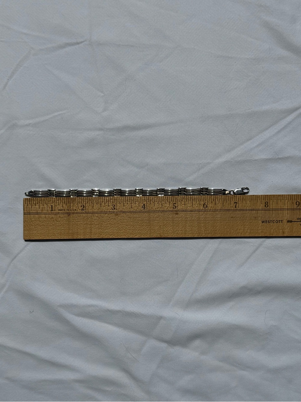 Estate Jewelry Bar Link Bracelet .925 Sterling Silver Italy 7.25” Long Unisex - Picture 7 of 14
